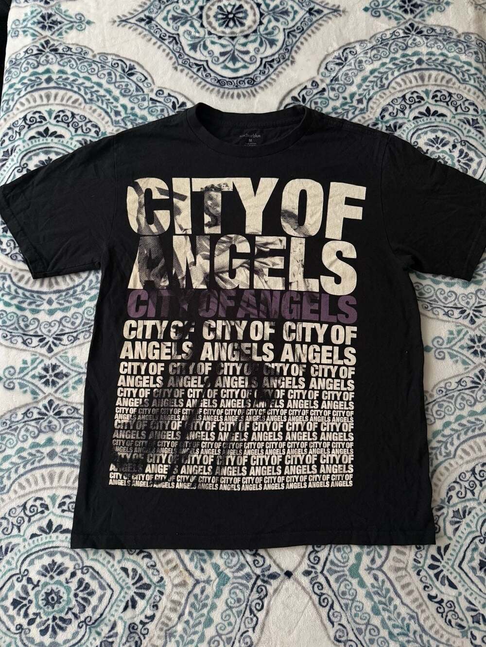 Anchor Blue City Of Angels Graphic T-Shirt Size M Black